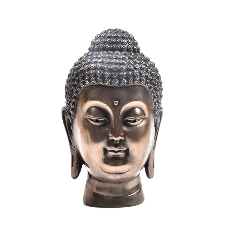 Creative Buddha Head Statue Zen Thai India Buddha Resin Figurine Sculpture Home Office Bar Desk Feng Shui Decorative Ornament