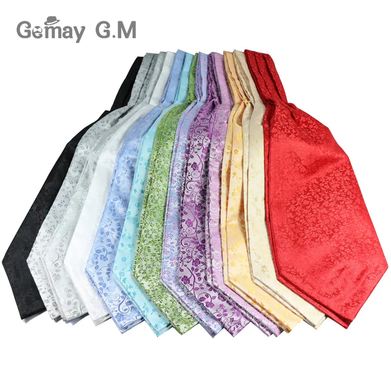 Fashion Woven Floral Mens Cravat Ascot Scrunch Self British style Gentleman Polyester Silk Neck Tie For Man Luxury