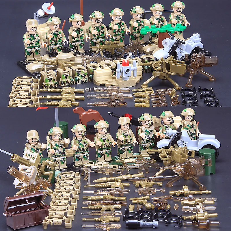 Camouflage Mini Toy Gun Armed Special Forces Building Block Soldier Weapon Base Military Mini War Education Gift for Boy Kids