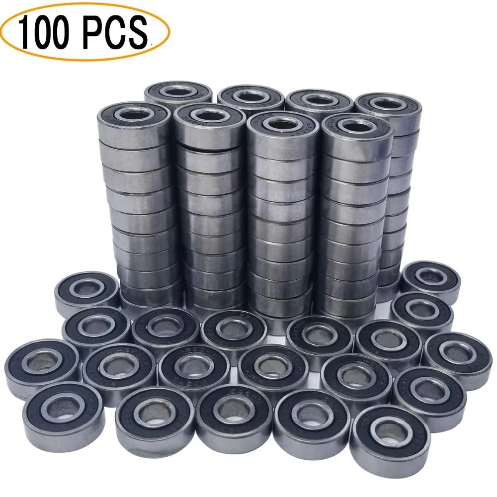 100 Pack 608-2RS Skateboard Bearing, Rolling Bearings, 8x22x7mm 608rs Bearing