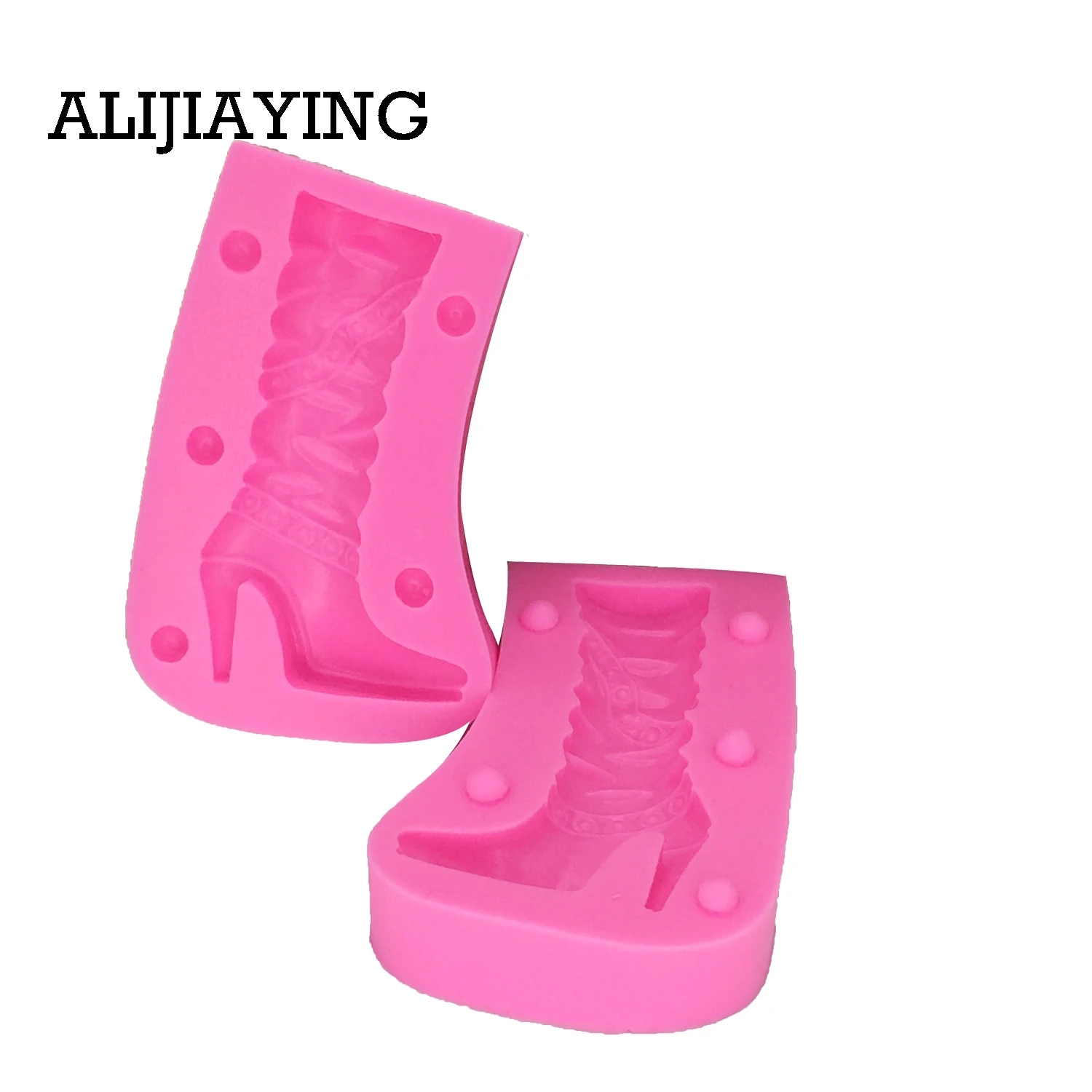 M0297 2Pcs/set 3D High Heel Shoes Boots 3D Silicone Fondant Mold Party Cake Decorating Tools Chocolate Gumpaste Molds