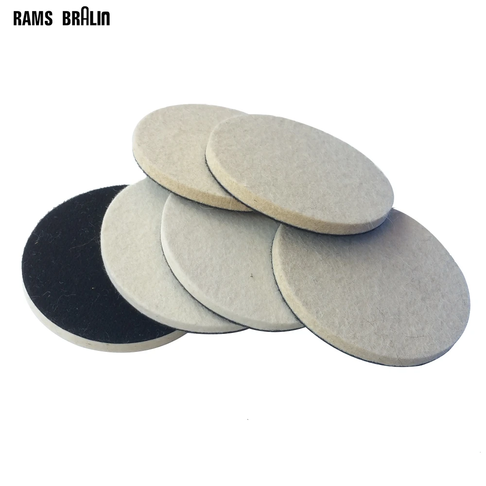 12 pieces 5 in. / 125mm Hook & Loop Wool Felt Wheel Coarse & Fine for Stainless Steel Metal Polishing