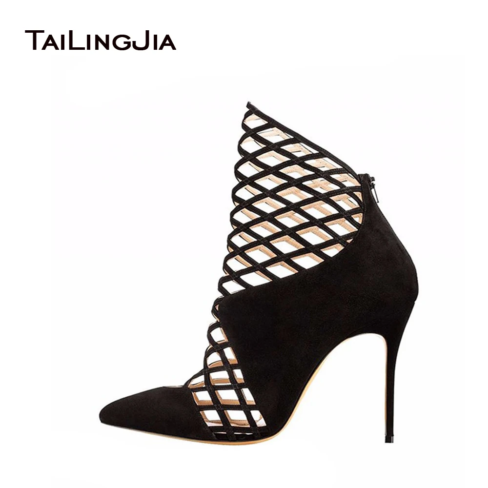 

2022 Ladies High Heel Pointed Toe Pumps Cut out Decoration Sandals Handmade Stiletto Shoes For Party Dress