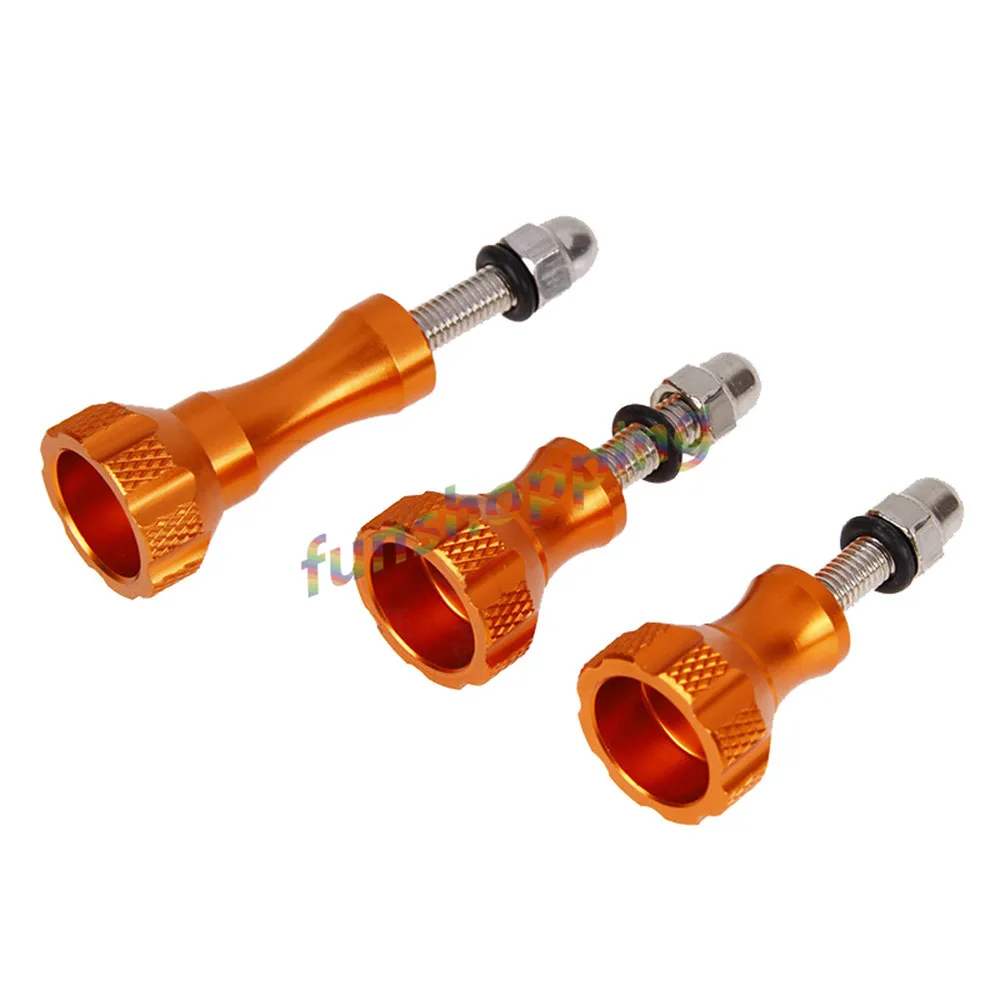 Żółte 1 długie + 2 krótkie pokrętło ze śruba aluminiowa nierdzewnej nakrętka śruba dla Go Pro Hero 12 11 10 9 8 7 Accessorie