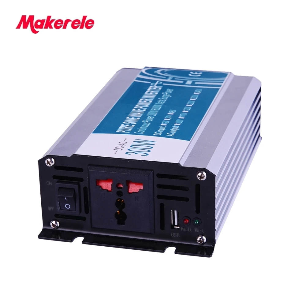 

inverter 24v 220v 300w pure sine wave power 600w peak 50Hz Universal outlet 5V 500mA USB Output MKP300-242 general purpose