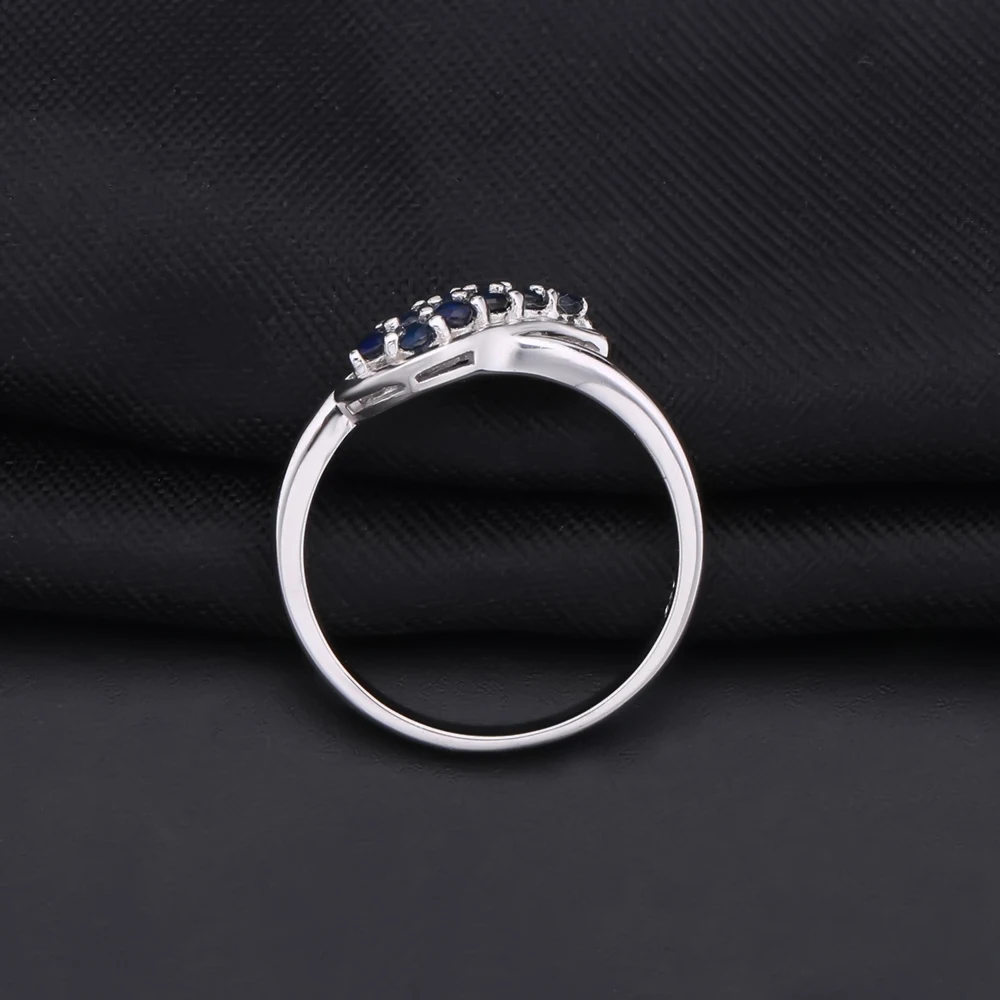 GEM\'S BALLET Natural Blue Sapphire Gemstone Rings 925 Sterling Silver  Gorgeous Promise Rings for Women  Fine Jewelry