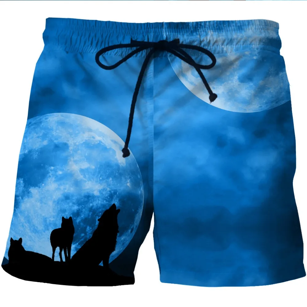 Summer Man's Beach Shorts Swim Sports S-6XL Pants Wolf 3D Print Man Galaxy Surfing Short Breathable Male Gym Surf Board Swimsuit