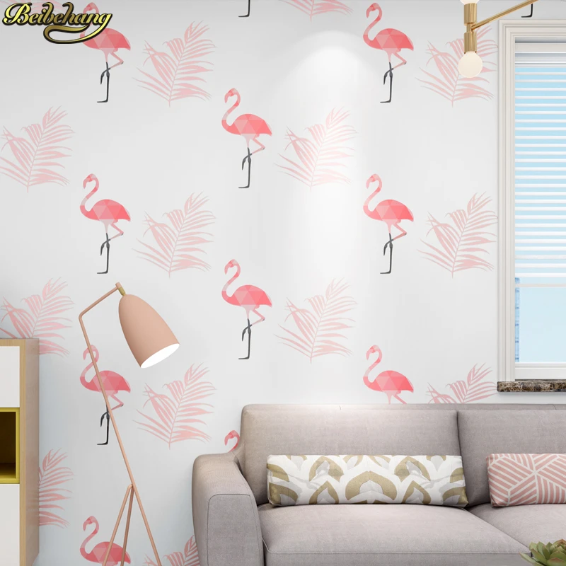 beibehang papel de parede Nordic style flamingo wallpaper bedroom 3d background wall papers home decor papier peint mural 3d