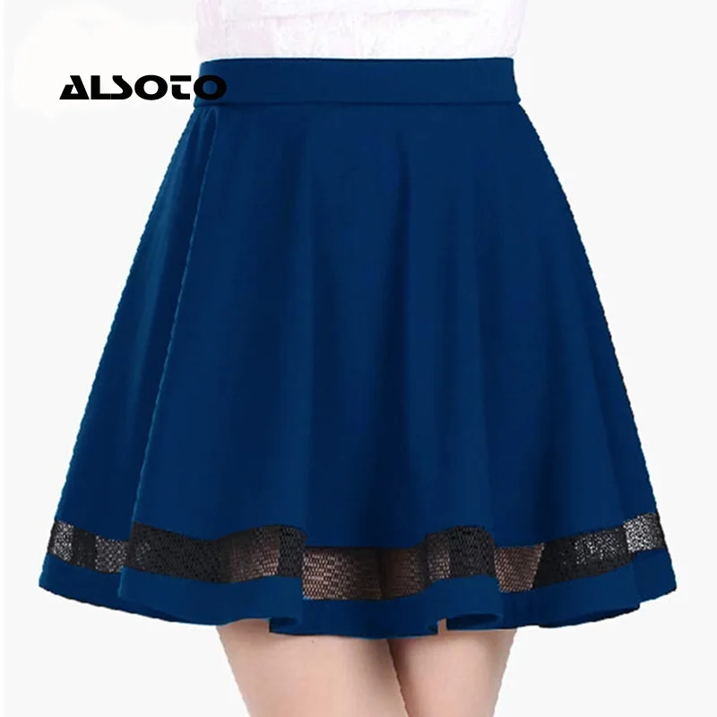 Women Skirts New Fashion Grid Design Pleated Solid Color Elastic Skirt Sexy Womens Mini Skirt Faldas Mujer Moda