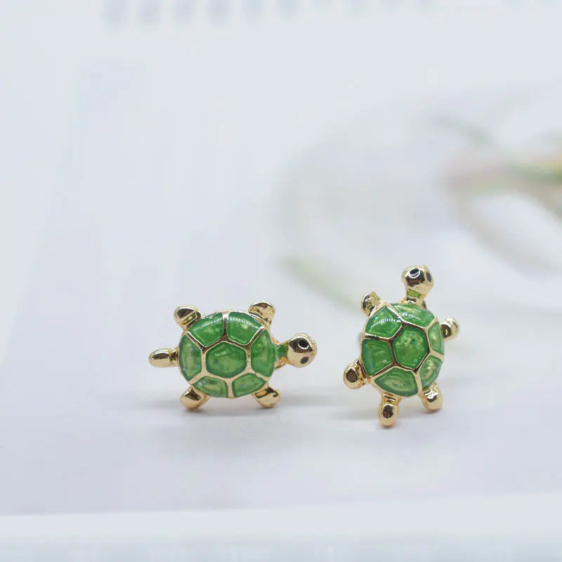 Carvejewl stud earrings hand painted enamel glaze earrings for women girl gift cute turtle earring jewelry tortoise stud new hot