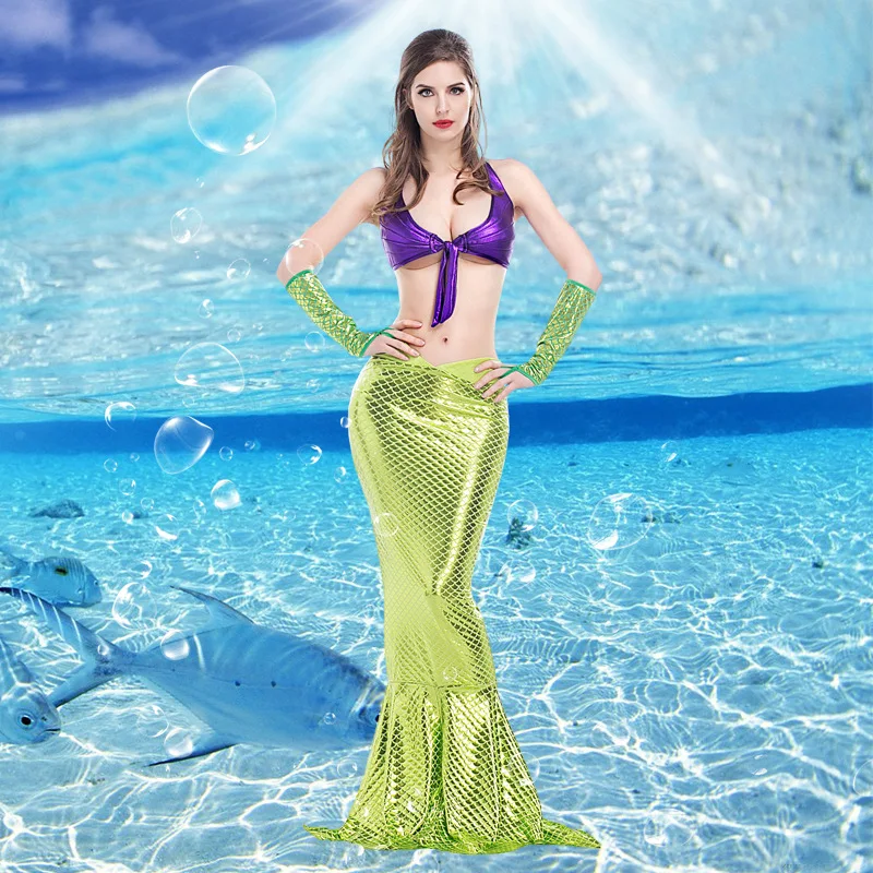 

Halloween costume cosplay adult cosplay mermaid princess dress sexy halter skirt For women