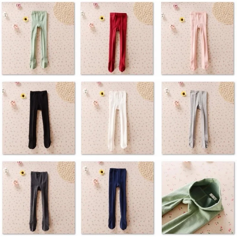 Solid Cotton Girls Leggings 3 4 5 6 7 8 9 10 11 12 year Children Pantyhose Girls Ballet Dance Pants Cotton Kids Trousers