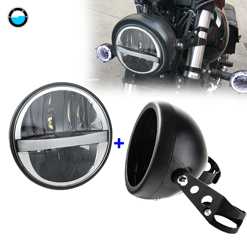 5.75 Inch 883 LED Round Motorcycle Headlight With 5 3/4 Inch Headlight Bucket shell for Wide Glide XL1200X FXDX .