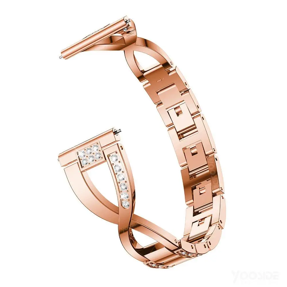 Cho Ticwatch C2 Hoa Hồng Vàng 18mm Nhanh Chóng Phát Hành Kim Loại Dây Thép không gỉ Dây Đeo Vòng Tay cho Đồng Hồ Q Liên Doanh gen3/Gen4 HR