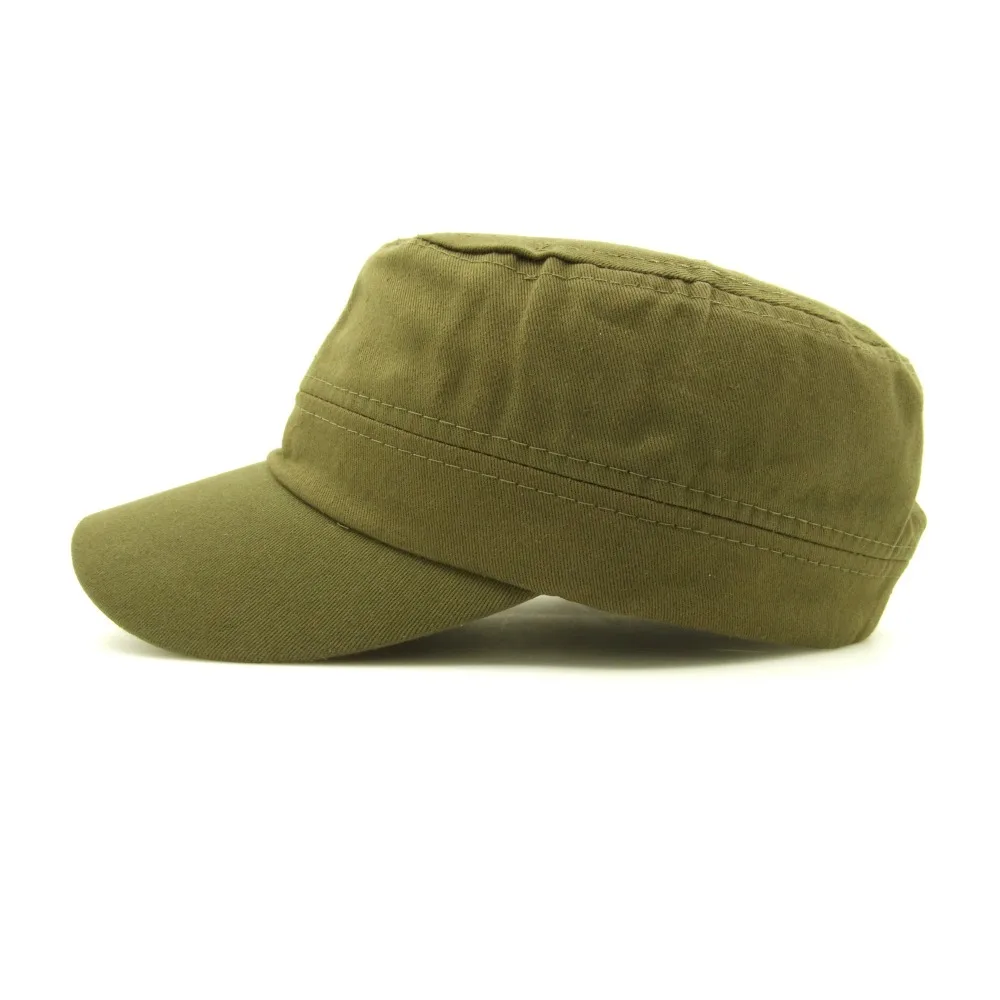 CLIMATE Men Military Army Caps Hat Men Cotton Solid Flat Top Cap Army Hat Men Adjustable Hunting Army Green Caps Hat for Men