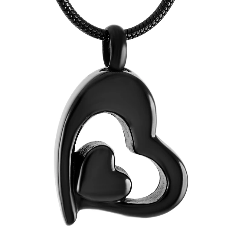 IJD8734 Wholesale Women's Stainless Steel Double Heart Keepsakes Memorial Charm Urn Necklace Cremation Ashes Jewelry Locket Urn