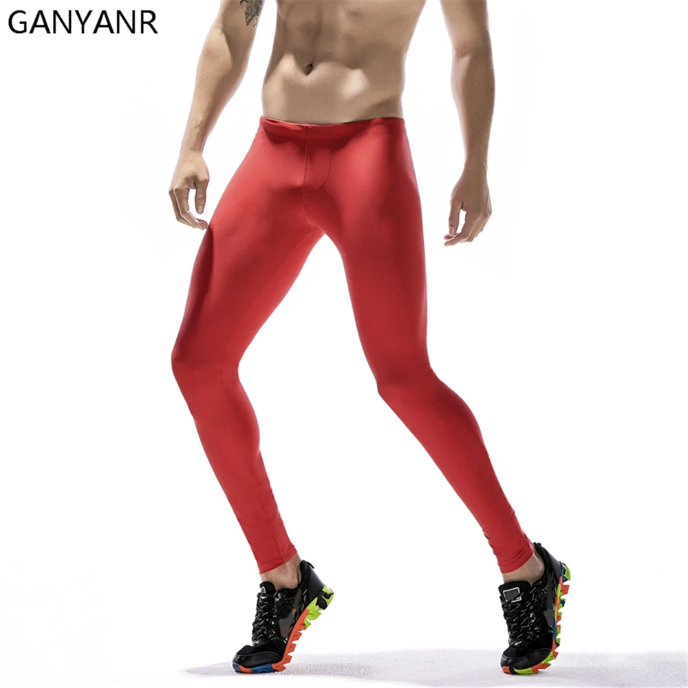 GANYANR Brand Running Tights Men Sportswear Leggings Compression Pants Basketball Yoga Trousers Gym Fitness Athletic Nylon