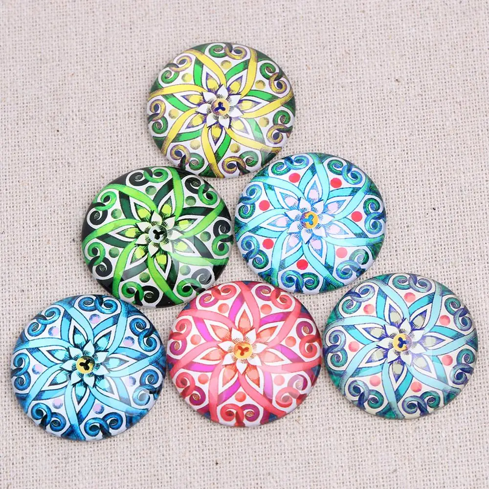 reidgaller mix pattern photo round glass cabochon 12mm 16mm 20mm 25mm 30mm diy flat back jewelry components for earrings