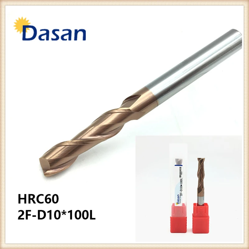 

1pc HRC60 2F-D10*150L EndMills 10mm Solid Carbide Two Flutes Spiral Flat Index End Mill CNC Metalworking Milling Cutting Tool