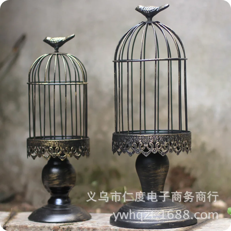 

Factory outlets C Iron Birdcage Candlestick retro ornaments wedding birthday dinner table at home soft-mounted candle holders