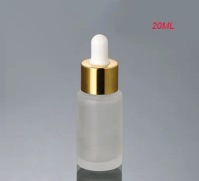 

20ML frosted empty dropper glass bottle with gold collar &white top ,clear frost 20ml glass dropper bottle ,glass bottle 20 ml