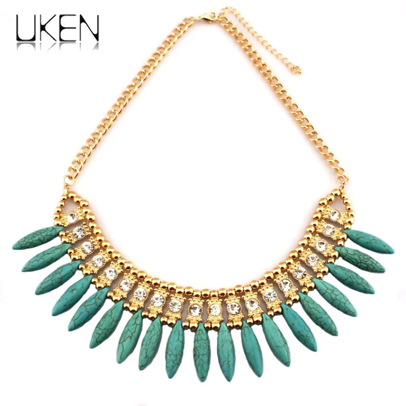 UKEN Fashion Jewelry Rhinestone Accessories Women Bohemia Chokers Necklaces Luxury Resin Collar Statement Necklace