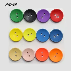 SHINE 50PCs Wooden Sewing Buttons Scrapbooking Round 2 Holes Multicolor Mixed 15mm Costura Botones Decorate bottoni botoes