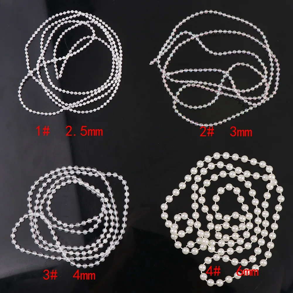 1 Meter Transparent AB Ivory Round Pearl Chain ABS Bead Trim Strass Wedding Pearl Decoration String Crafting DIY Accessory