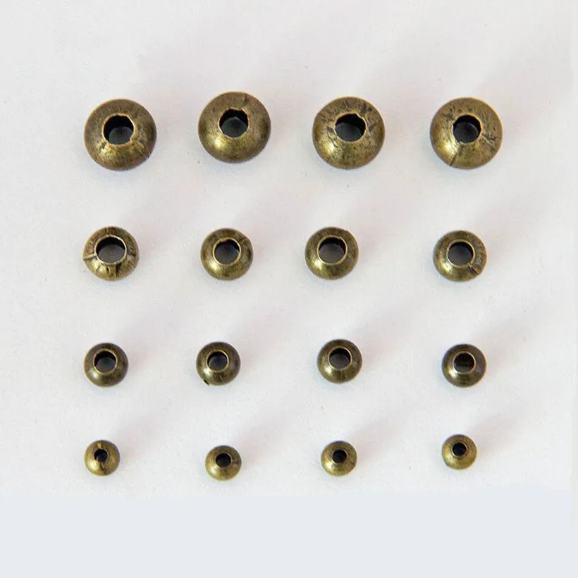 100 sztuk 4-10mm Big Hole metalowe luźne koraliki antyczny brąz żelazo gładka kulka koraliki dystansowe dla majsterkowiczów Craft akcesoria do wyrobu biżuterii