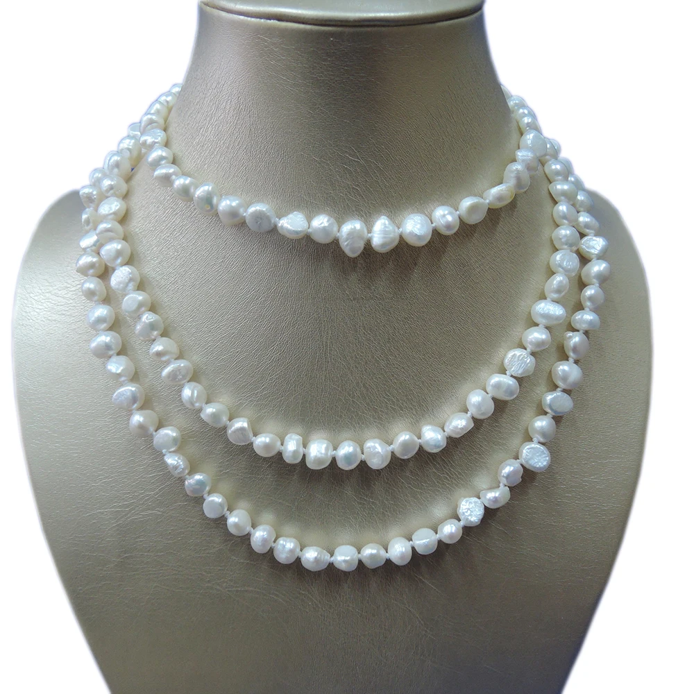 100% NATURE FRESHWATER PEARL LONG NECKLACE-120 CM long pearl necklace,7-8 mm pearl