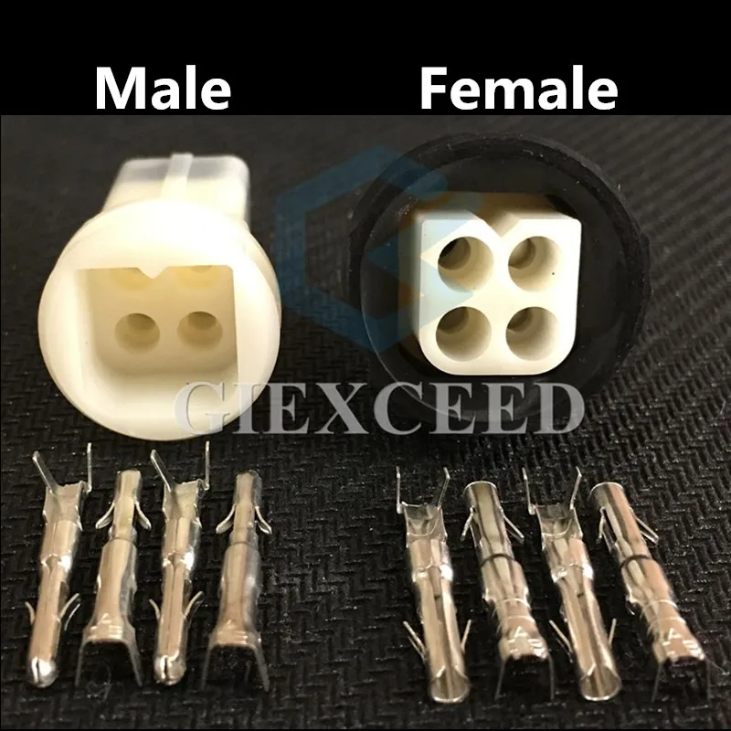 2 Sets 4 Pin Electronic Quadrate Waterproof Insulated Wire Electric Connector AC Assembly Female Male Socket