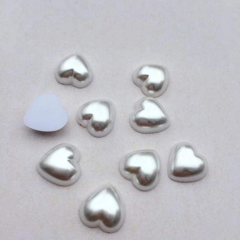 DIY 12mm 60PCS/lot  white Half heart pearl  Nail art decals Jewelry wedding decoration