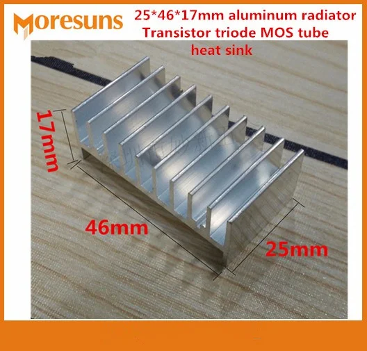 20pcs Electronic radiator 25*46*17mm aluminum radiator Transistor triode MOS tube heat sink