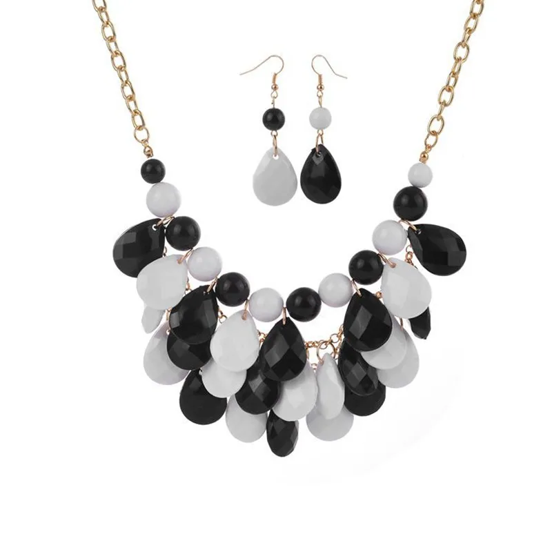 Star Beads Drop Elegant Jewelry Set Bib Choker Necklace With Drop Earring Woman Accessories2021 New Wholesale Price SALE