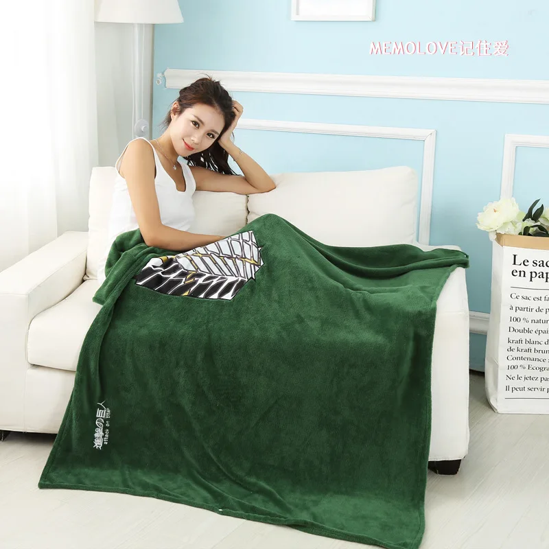 Anime Attack on Titan Blanket Cloak Shingeki No Kyojin Survey Corps Cloak Cape Flannel Cosplay Costume Hoodie with real photos image 2
