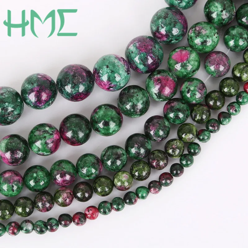 Cheap 4 6 8 10 12mm Epidote Zoisite Red Green Faceted Gem Natural Stone Beads for DIY Bracelet Necklace Earrings Jewelry Making