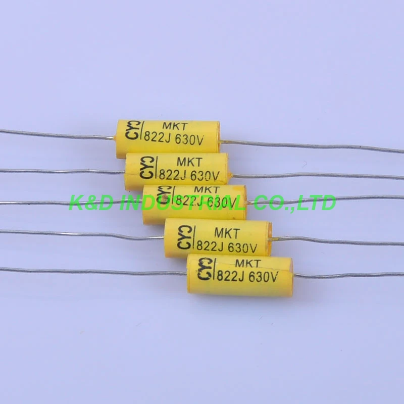 10pcs Tubular Poly Polyester Film Capacitor Axial 0.0082uf 822 630V