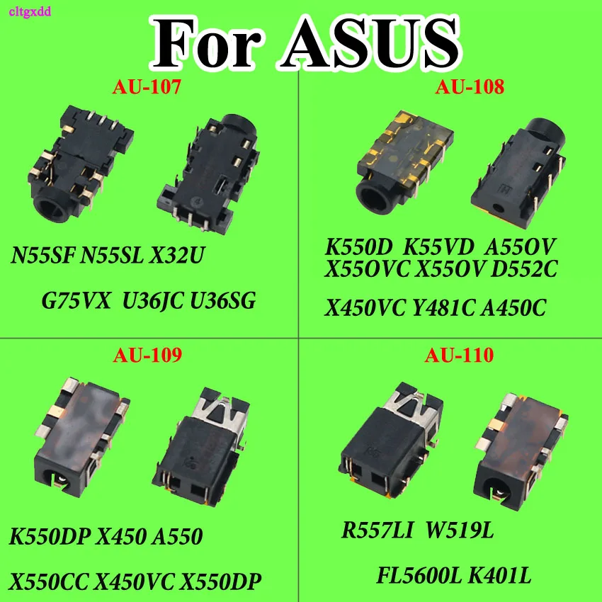 

cltgxdd 2pcs 6 P 8 pin Audio Jack Connector for Asus K550D K55VD A450C FL5600L N55SF X32U U36JC X450 G75VX R557LI headphone Port