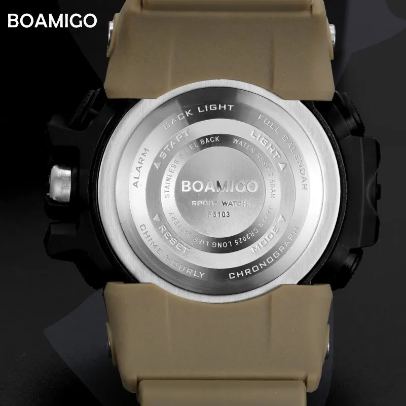 BOAMIGO brand men digital sport military watch UTC DST time auto led boy swim shock waterproof wristwatches Relogios Masculino