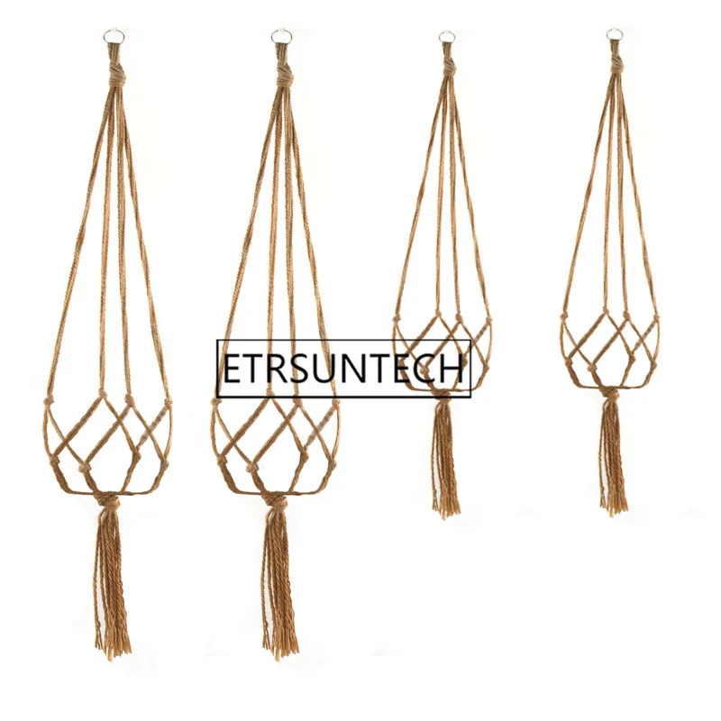 100pcs Knotted Macrame Plant Hanger Hook Vintage Cotton Linen Flowerpot Basket Lifting Rope Hanging Basket Pot Holder