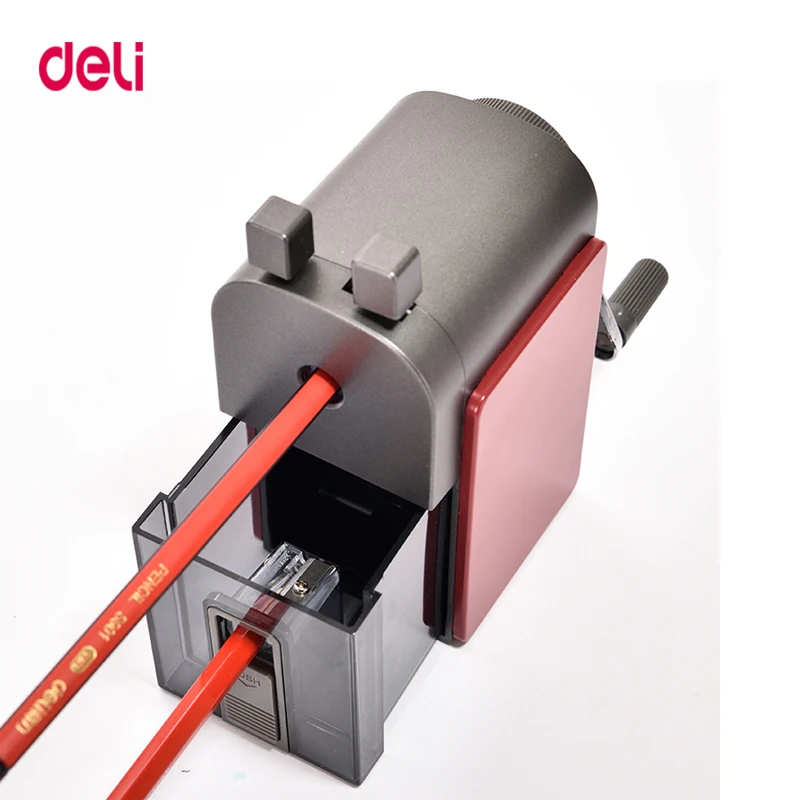 Deli Double Hole Metal Pencil Sharpener Rotary Crank Hand Pencil Cutter Stationery Supplies for Kids School Office Pencil Sharpe