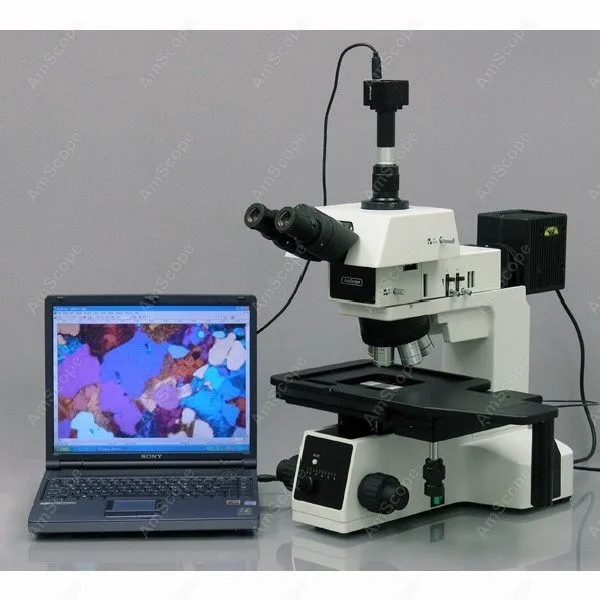 AmScope Brightfield, Darkfield and Polarizing Metallurgical Upright Trinocular Compound Microscope 50X-1250X