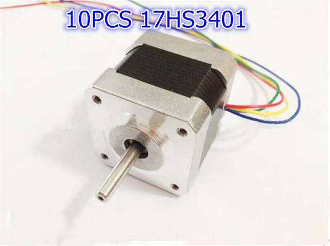 

10pcs/lot 17HS3401 4-lead Nema 17 Stepper Motor 42 motor 42BYGH 1.3A CE ROSH ISO CNC Laser Grind Foam Plasma Cut