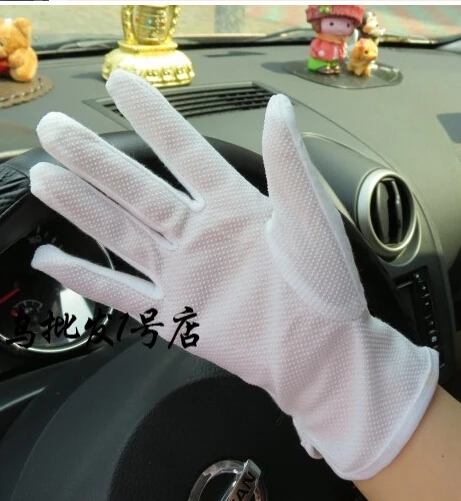 Spring and summer men's sunscreen 100% cotton slip-resistant gloves male and women's  thin white driver Etiquette gloves