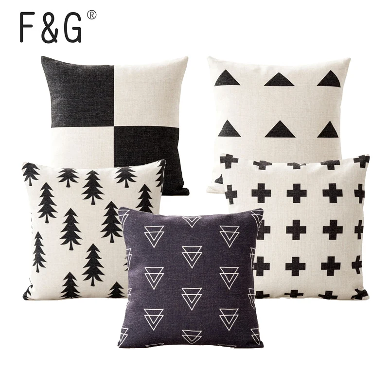 Nordic Cushion Cover Black White Geometric House Cushion Sofa Pillow Car Seat Scandinavian Decor Home Decor Capa De Almofada