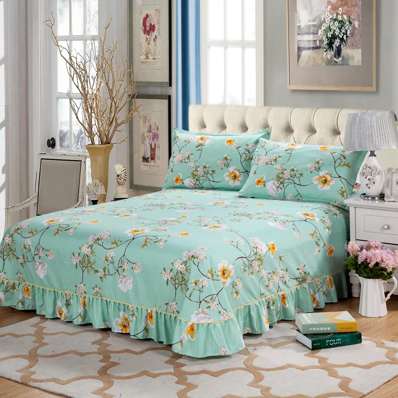 

1pcs Polyester Cotton Korean Style Sheet Printed Flat Sheet Bed Linen Twin Full Queen King Size