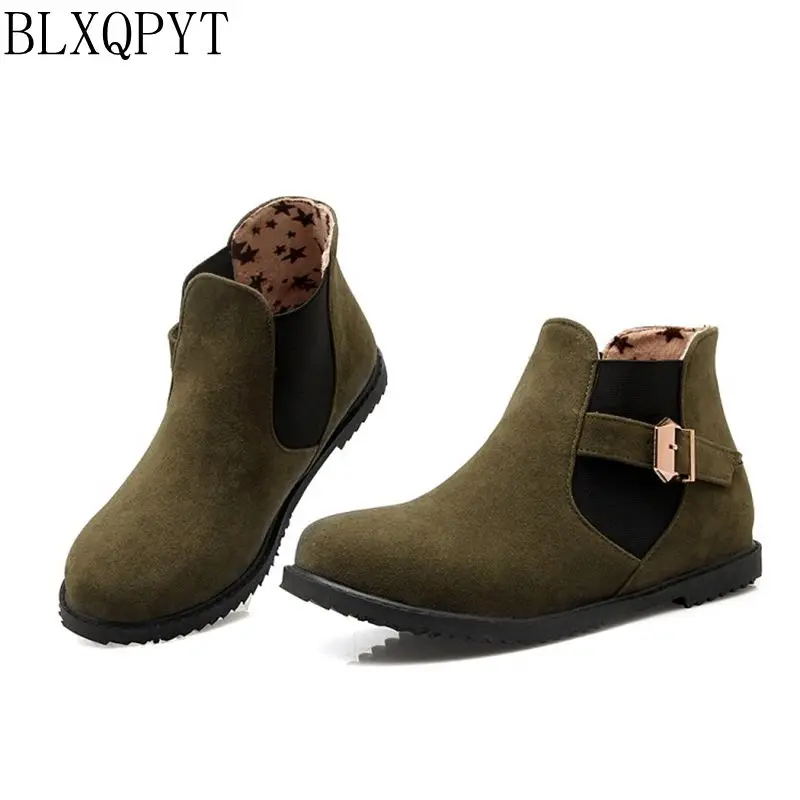 

Big size 30-52 Botas Mujer Winter short Boots New Round Toe Buckle Boots For Women Sexy Ankle Fashion Winter Shoes Casual 502