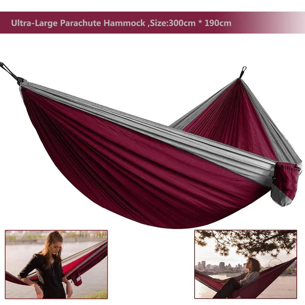 Hamac parachute ultraléger, pour camping, survie, jardin, chasse, loisirs, voyage, double hypothèque