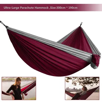 ขนาดใหญ่น้ำหนักเบาร่มชูชีพ Hammock Camping Survival Garden การล่าสัตว์พักผ่อน Hamac Travel Double Person Hamak Ramac