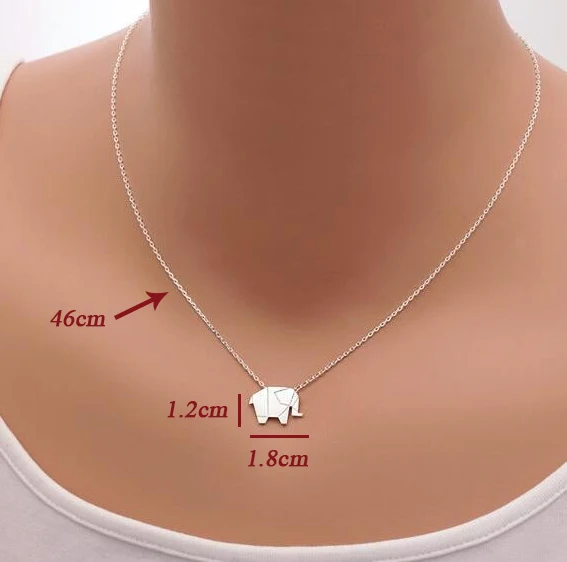 Jisensp Fashion Necklaces Origami Elephant Geometric Necklace Woodland Elephants Animal Jewelry Collar Mother's Day Gift N192